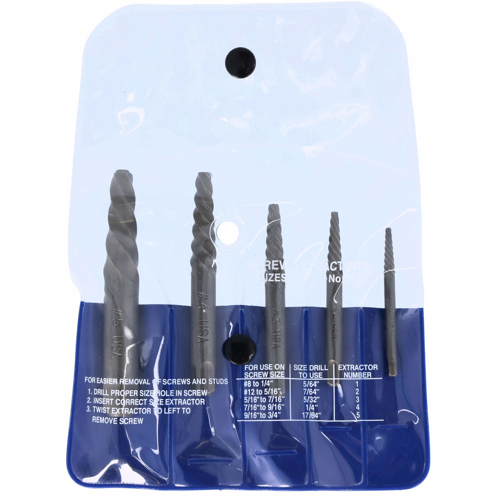 CLEVELAND, 5 Pc, Spiral Flute, Screw Extractor Set 807RD4C00906
