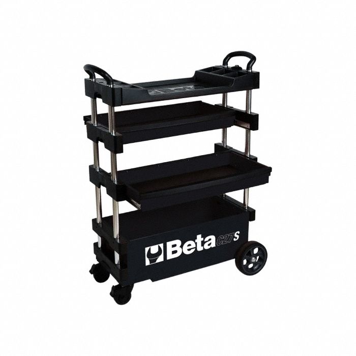 BETA Collapsible Metal Tool Cart: Black / Black Drawer, 27 in Wd, 12 in Dp, 36 in Ht, No Lid, Keyed (MPN C27S-N). Key specifications — attr1116772: BETA; attr1116768: Keyed.