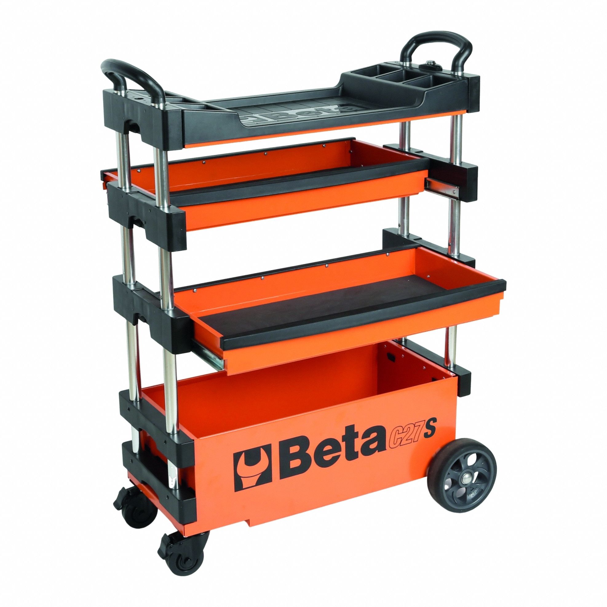 Tool Utility Cart: Orange / Orange Drawer, 39 in Wd, 15 3/8 in Dp, 27 1/2 in Ht, No Lid, Keyed