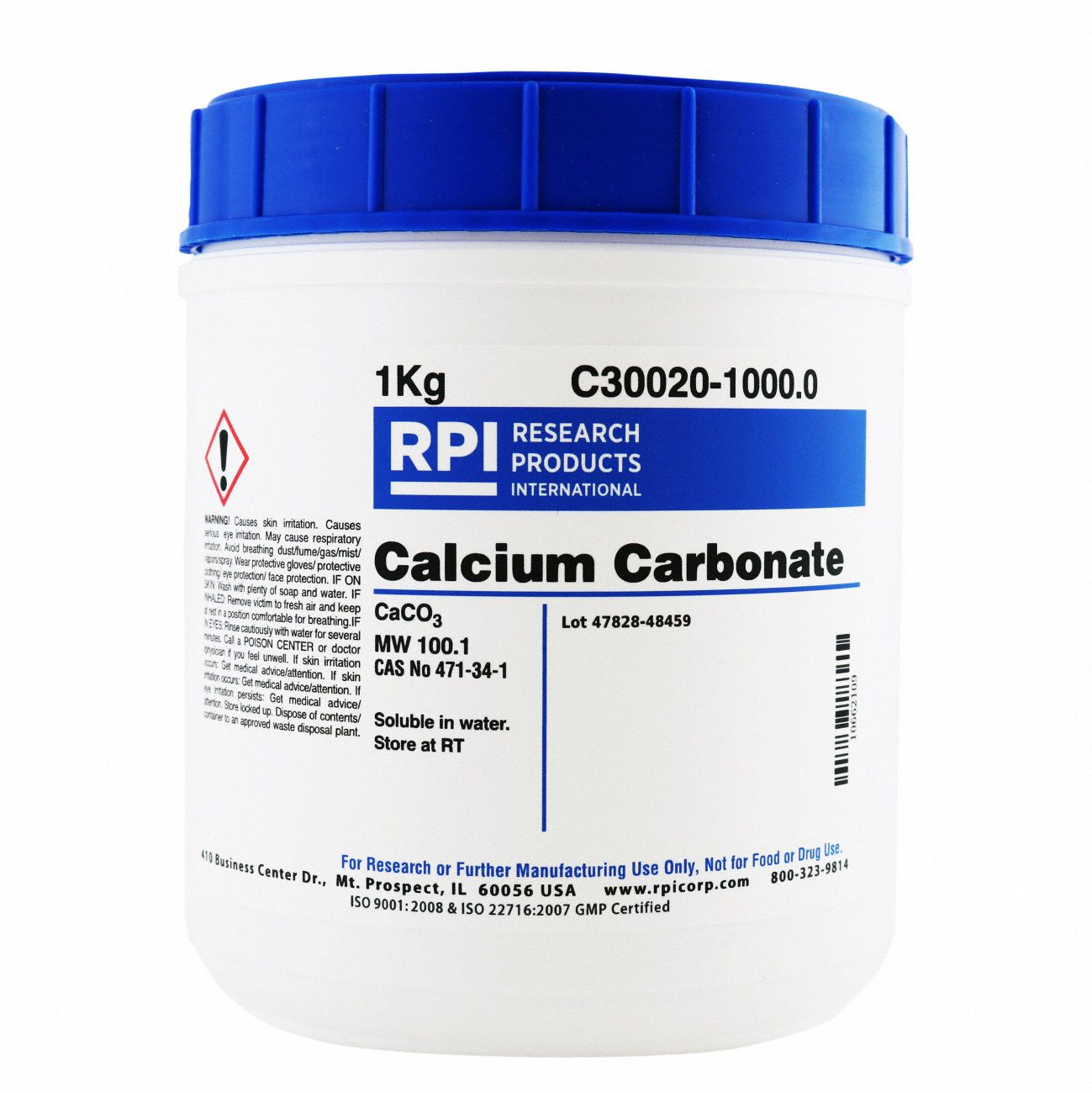 Calcium Carbonate: Lab, 1 kg, 471-34-1, Reagent, Powder, 18 mo Shelf Life, 1