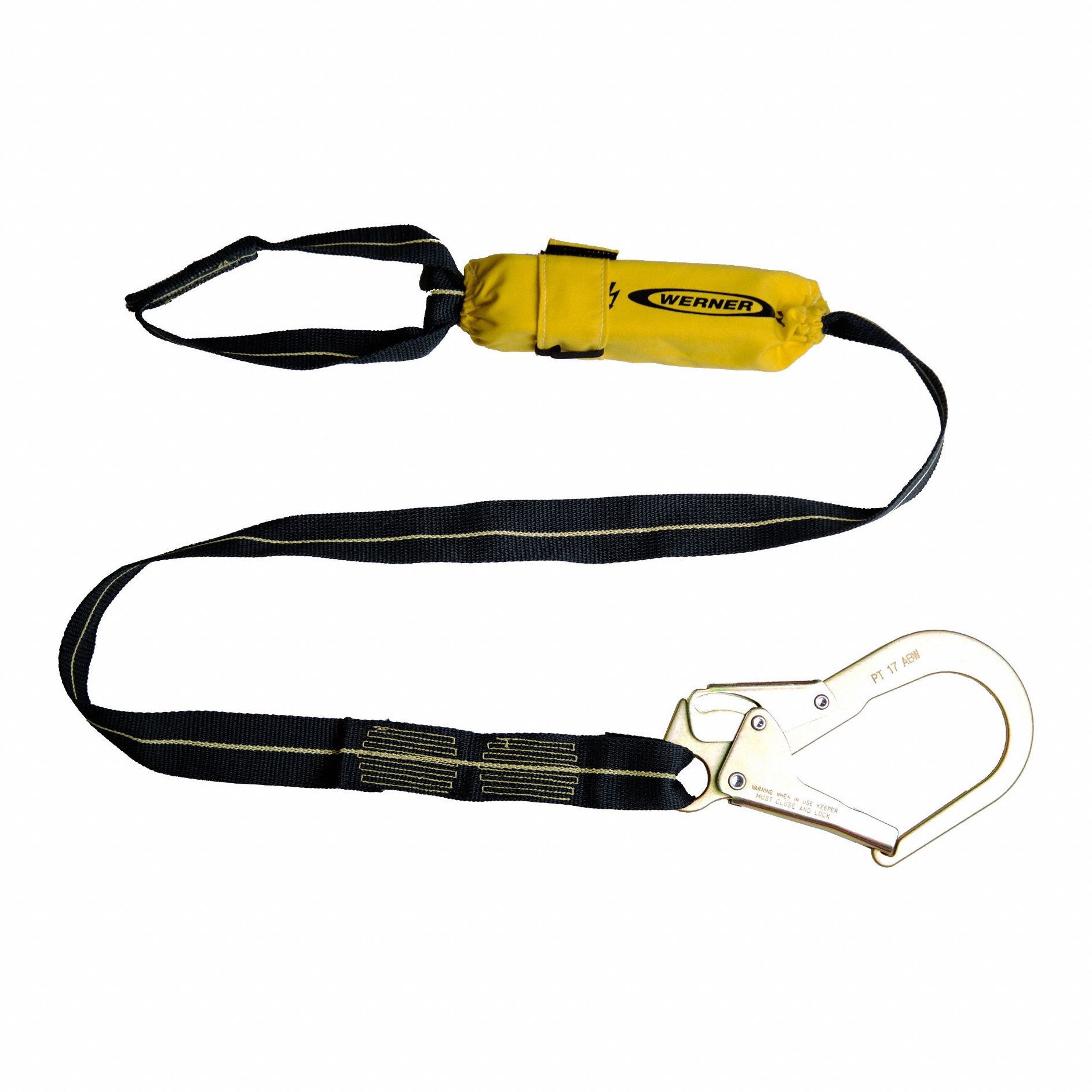 SoftCoil Arc Flash Lanyard: Arc-Flash Rated, Steel Rebar Hook, Kevlar Web Loop, 6 ft Lg