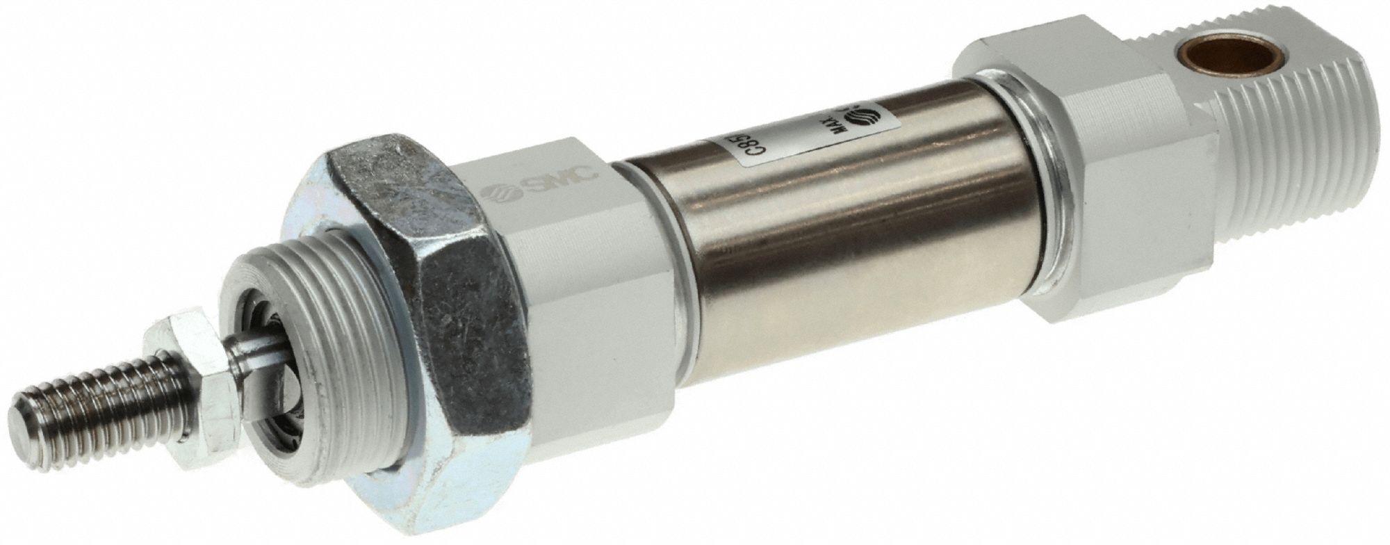 Round Body Cylinder: 10 mm Bore, 25 mm Stroke, Non-Repairable, Stainless Steel, Rubber Cushion