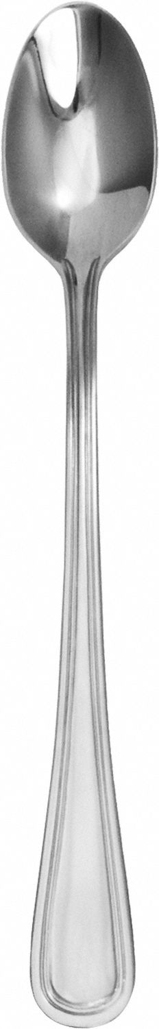 Ice Tea Spoon: Carlow, 18/8, Stainless Steel, 7 3/4 in Overall Lg, Silver