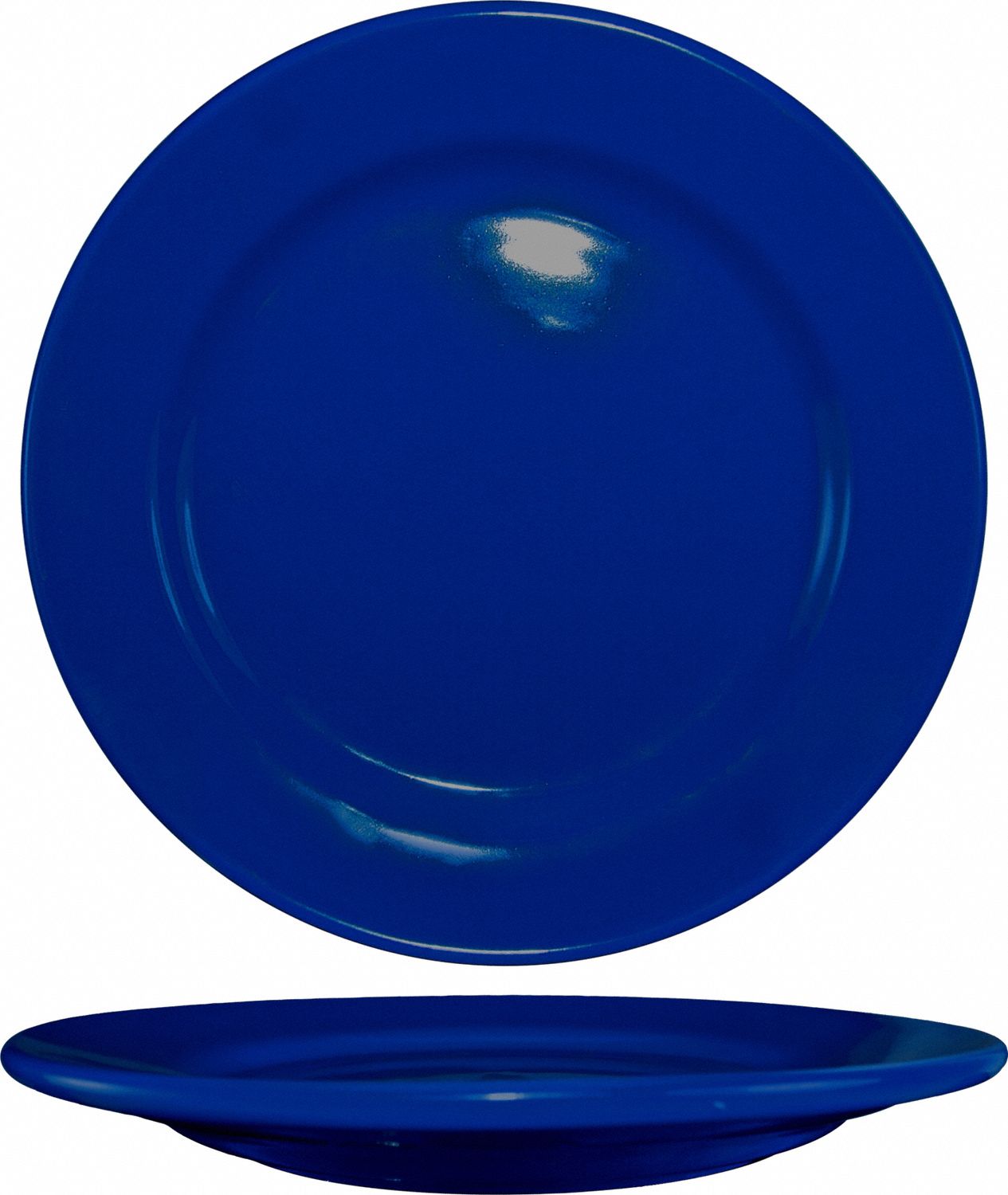 Wide Rim Plate: Cancun, Ceramic, Cobalt Blue, 9 in Dia, Blue