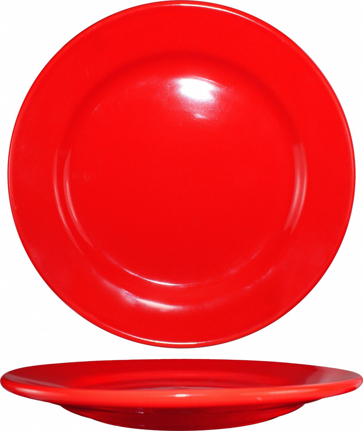 Wide Rim Plate: Cancun, Ceramic, Crimson Red, 9 in Dia, Red
