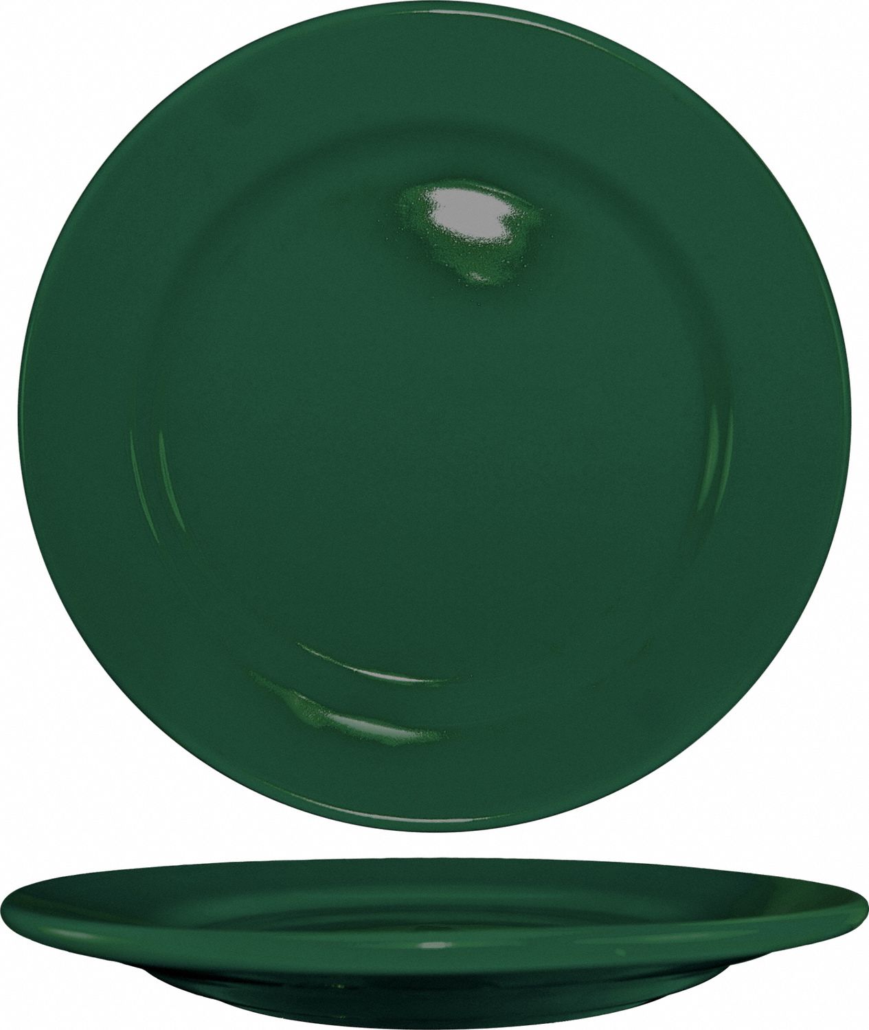 Wide Rim Plate: Cancun, Ceramic, Green, 9 in Dia, Green