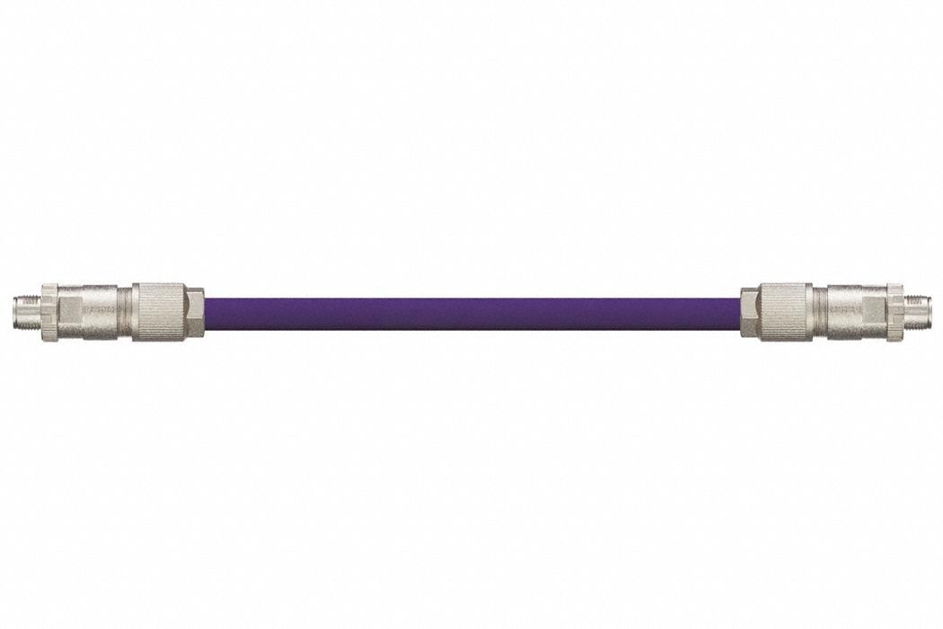 Ethernet Cable: Cat5e, M12 Male Straight x M12 Male Straight, 10 ft Lg, PUR, Purple, X