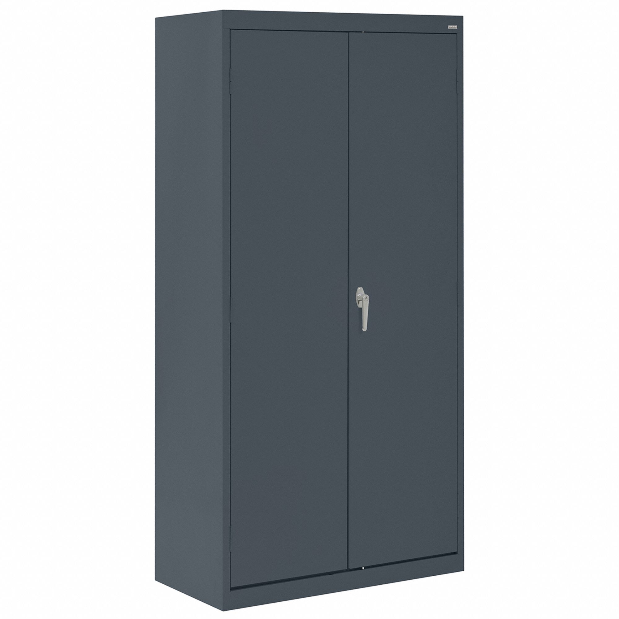 Storage Cabinet: 36 in x 24 in x 72 in, 1 Adj Shelf, Swing Handle & Keyed, Frame, Dark Gray