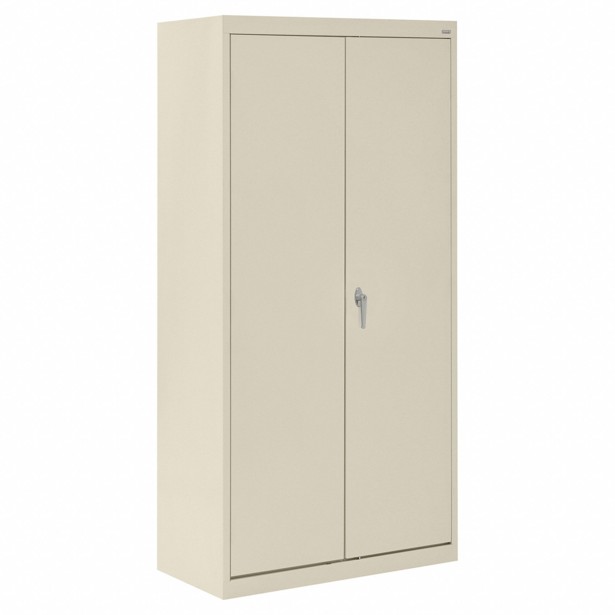 Wardrobe Cabinet: 36 in x 24 in x 72 in, 1 Adj Shelf, Swing Handle & Keyed, Frame, Tan, Tan