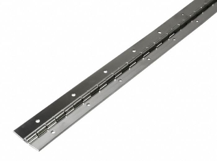 Piano Hinge: Steel, 48 in Leaf Ht, 1 1/16 in Leaf Wd, Through Hole