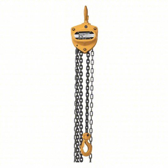 Manual Chain Hoist: Hook Mounted - No Trolley, 5, 000 lb Lifting Capacity, 10 ft Lift Lg