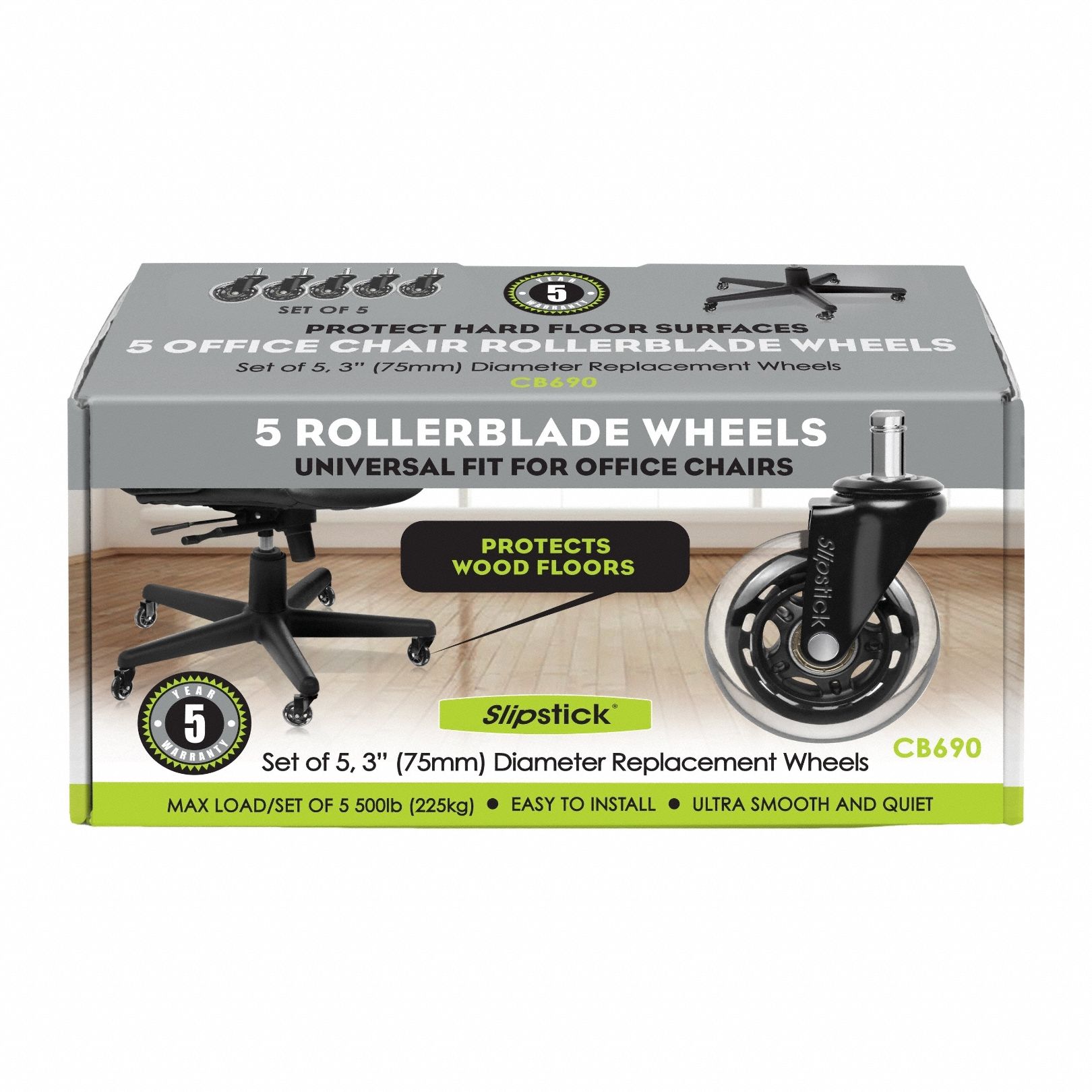 Stem Caster: 3 in Dia, CB690, Black/Gray