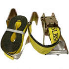 TIE-DOWN STRAP, WIRE HOOK, RATING TAG, LOAD 3335 LB, BREAK 10000 LB, YELLOW, 20 FT X 2 IN