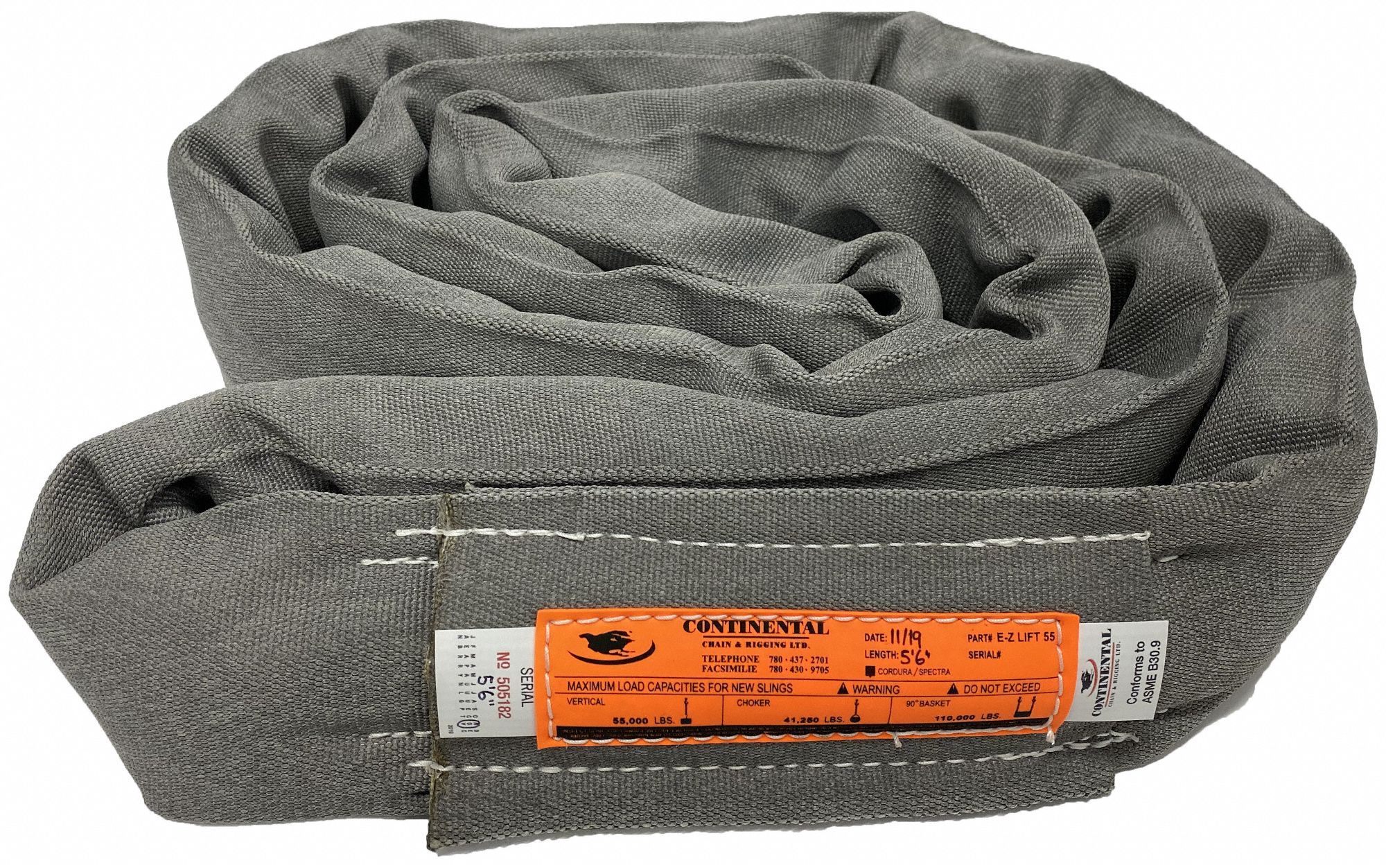 ROUND SLING, GREY, 12 FT, CORDURA