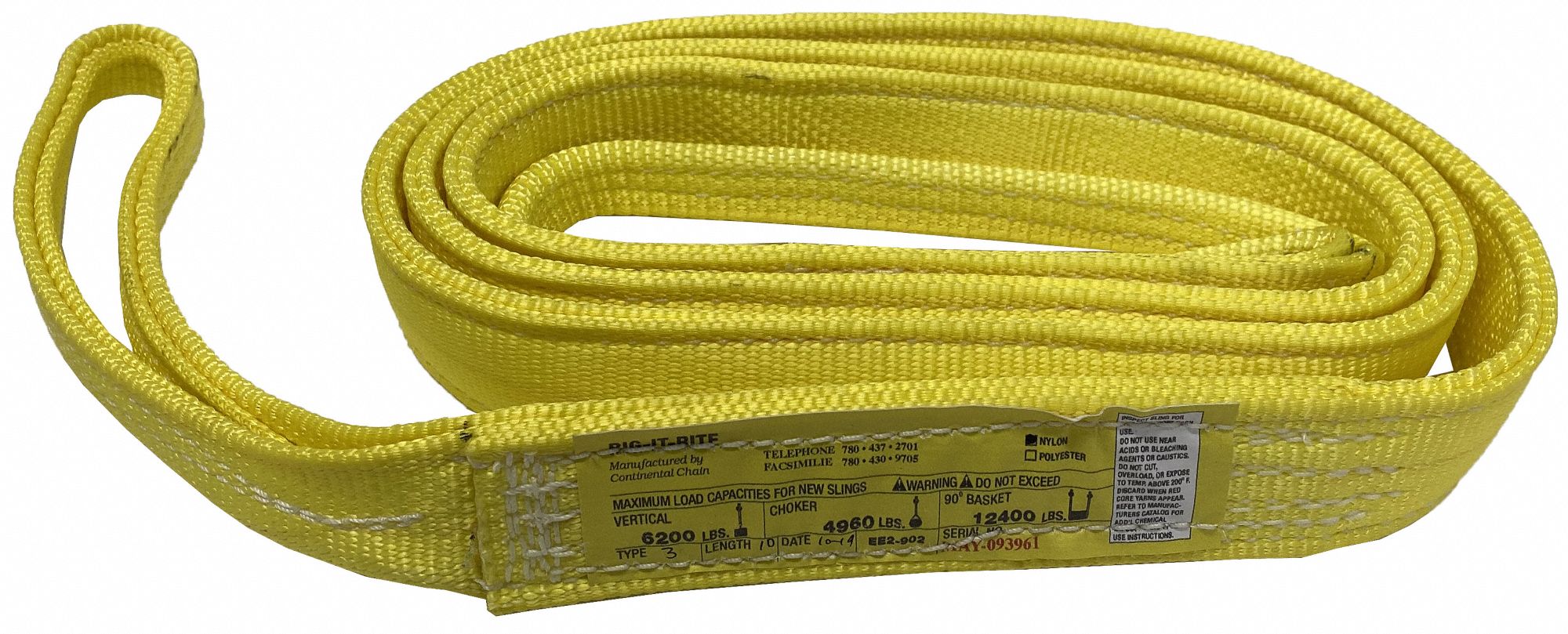 WEB SLING,YELLOW,NYLON,TYPE 4,2