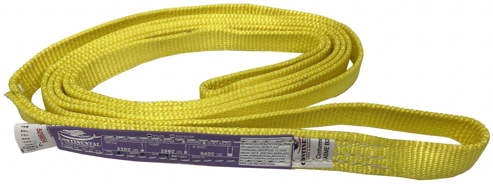 SLING, ENDLESS, HEAVY LIFTING, PULL/BEAR, DURABLE, TYPE 5, 1-PLY, YELLOW, 4 FT X 1 IN, NYLON