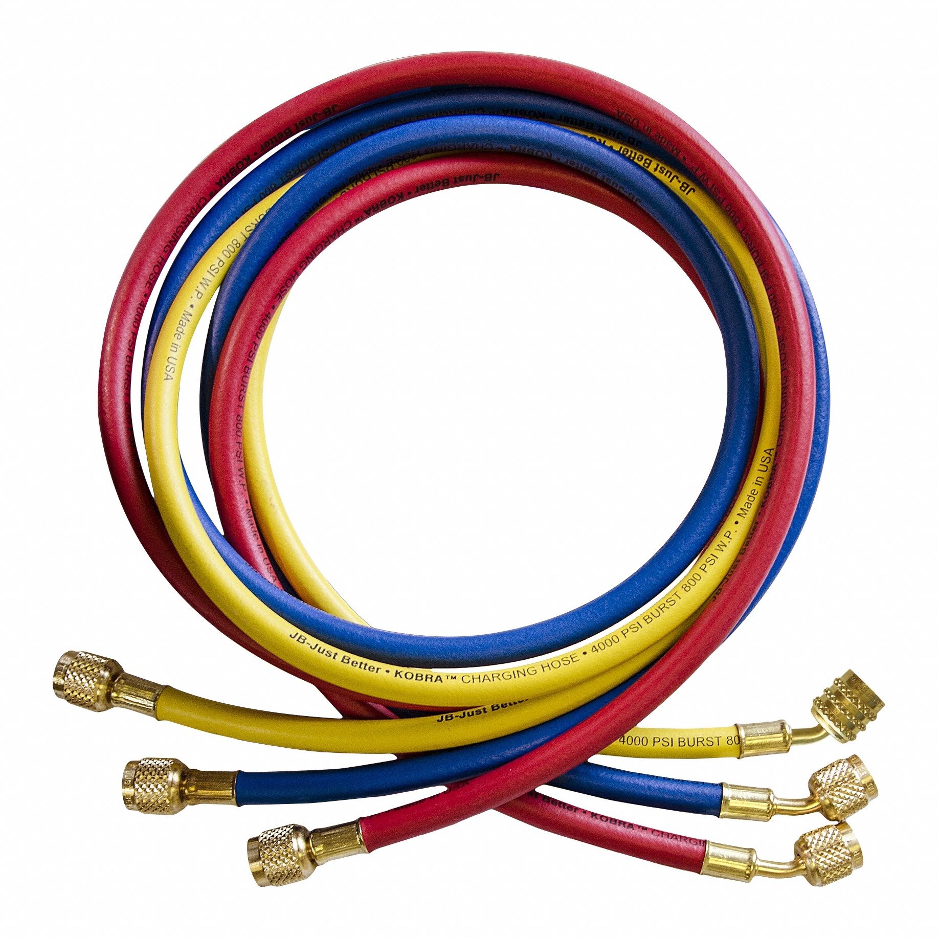 SHIELD Hose: 5 ft Lg, 30° Angle, Yellow, Kevlar®, 3 Hoses, No Valve Termination (MPN CCLE-A2L-60). Key specifications — Brand: SHIELD; Includes Valve: No.