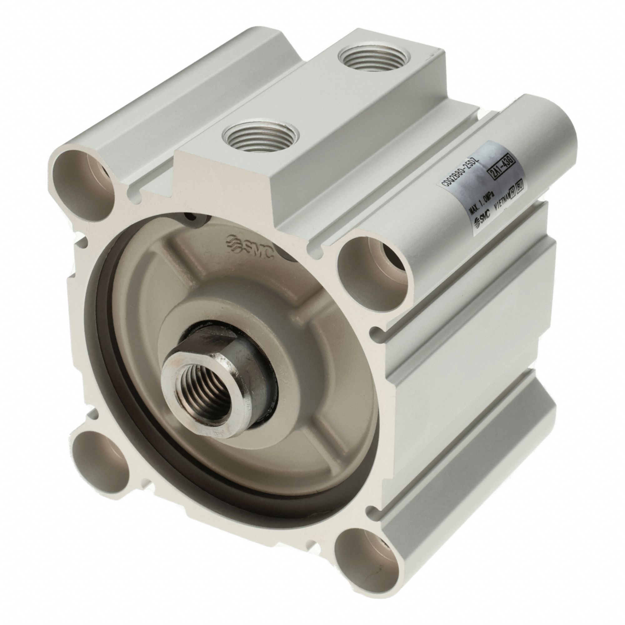 Compact Cylinder: 80 mm Bore Dia, 25 mm Stroke Lg, Tapped Hole Mounting, Aluminum, 3/8 in BSPP
