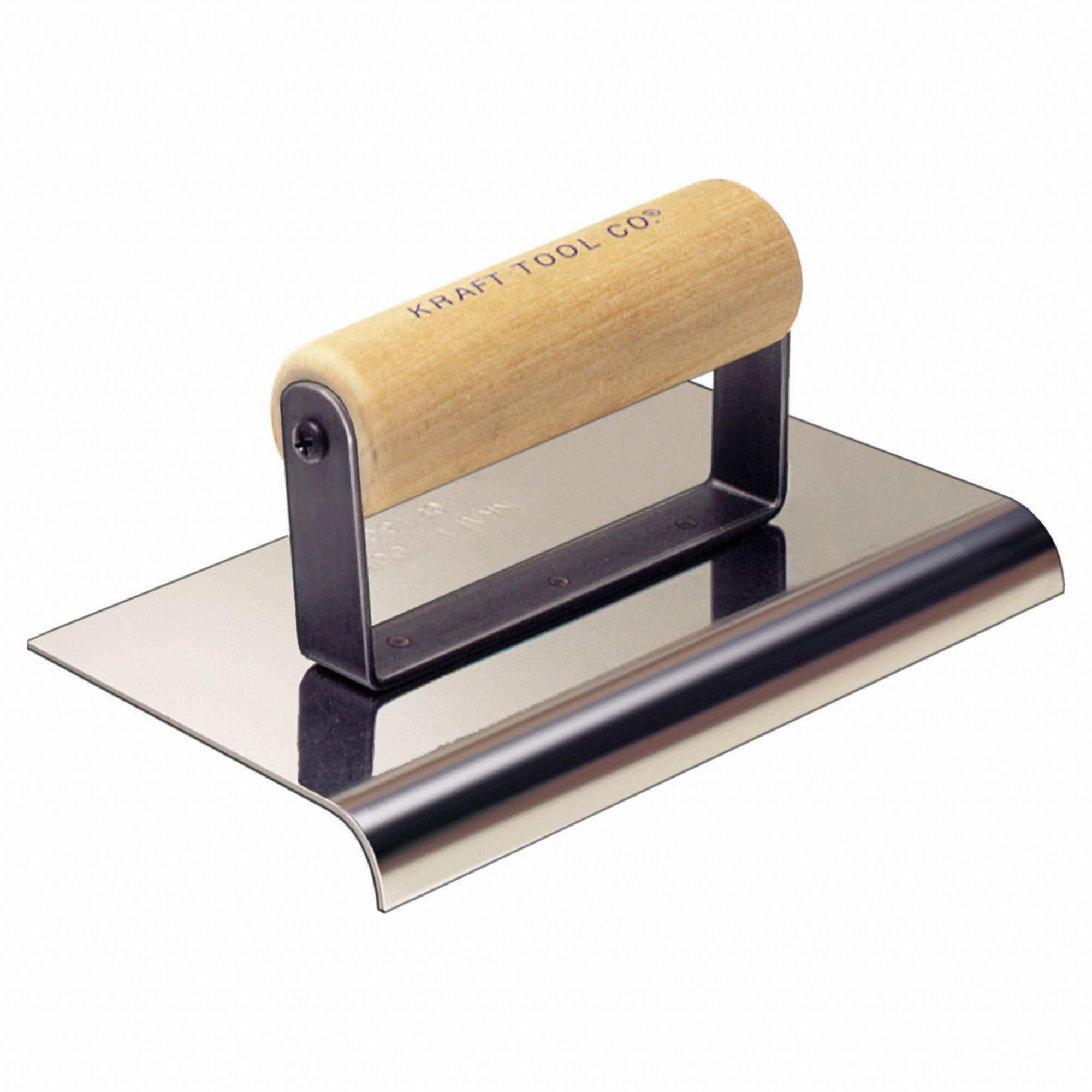 Concrete Sidewalk Edger: Stainless Steel, 6 in Blade Lg, 4 in Blade Wd, Wood