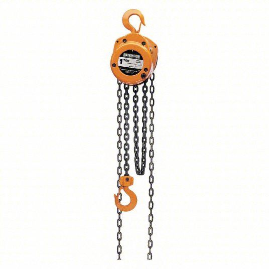 Manual Chain Hoist: Hook Mounted - No Trolley, 2, 000 lb Lifting Capacity, 10 ft Lift Lg