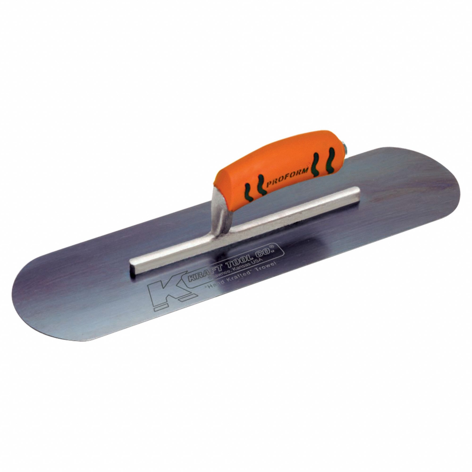 Pool Trowel: Blade Material Blue Steel, Blade Shape Round, 4 in Blade Wd, 14 in Blade Lg