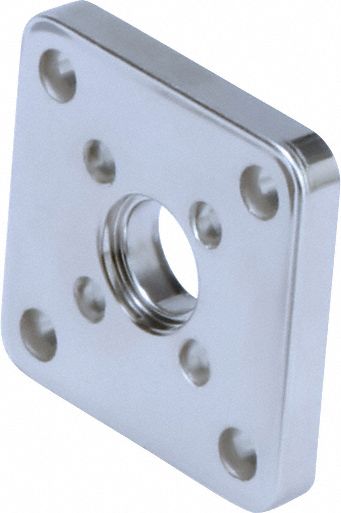 Flange Plate: Flange/Foot Mount Type, Fits 100 mm Bore Dia, Stainless Steel, CG-F100SUS