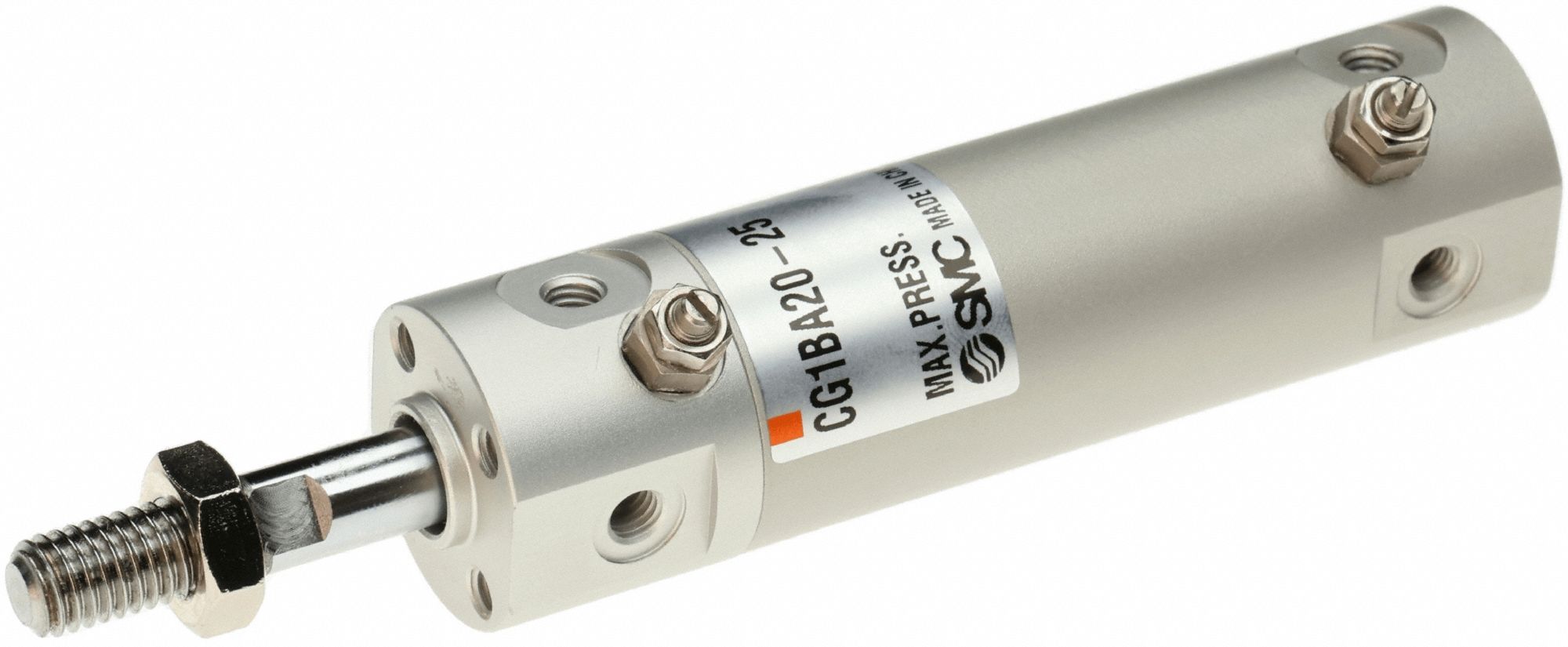 Round Body Cylinder: 20 mm Bore, 75 mm Stroke, Non-Repairable, Aluminum, Basic Mounting, CG1