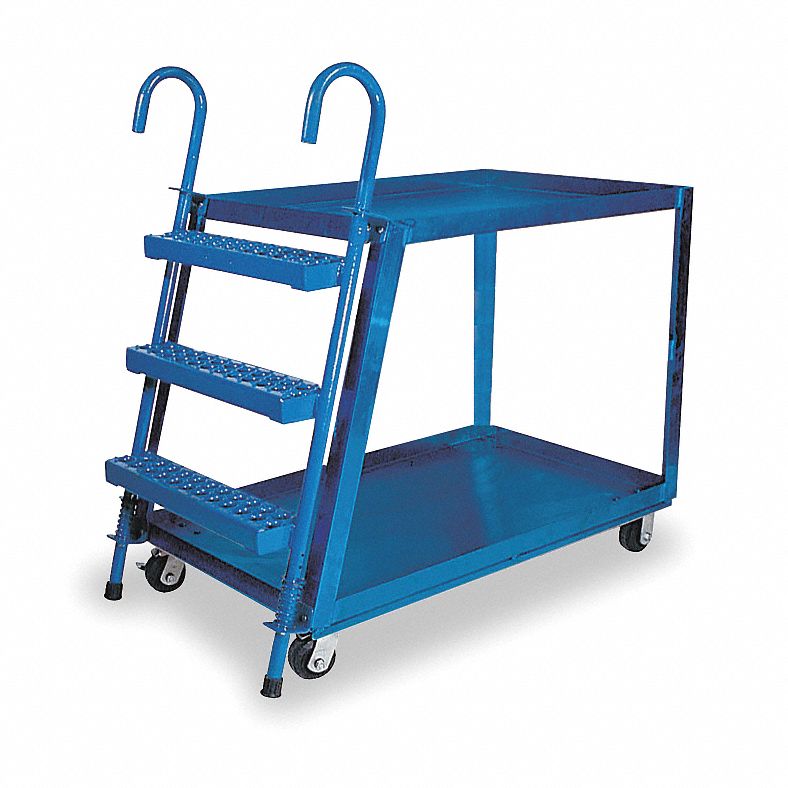 Vertical-Access Metal Shelf & Utility Carts with Ladder