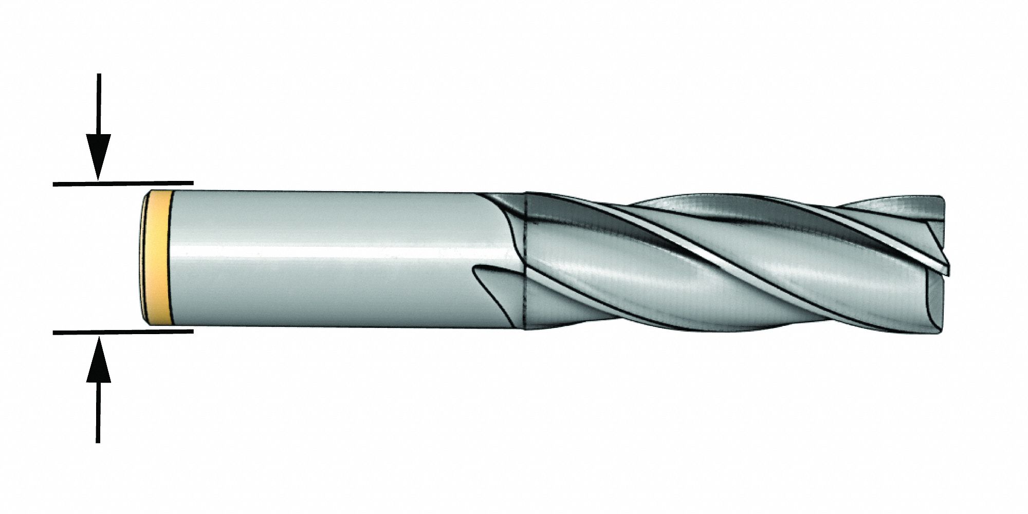 Bassett HPEM-3 Carbide High-Performance End Mill 30 Degree Helix 3 Length .03 Radius Corner End 1 Cut Dia. Uncoated Finish 1.13 Cut Length 