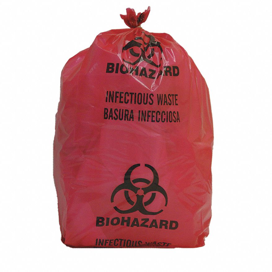 GRAINGER APPROVED 3WNA6 Hazardous Waste Bags,55 gal.,Yellow,PK24 