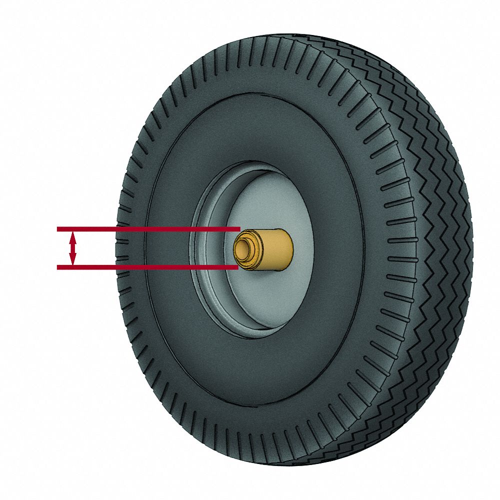 GRAINGER APPROVED 1NWY3 Flat-Free Solid Rubber Wheel,6",200 lb. 