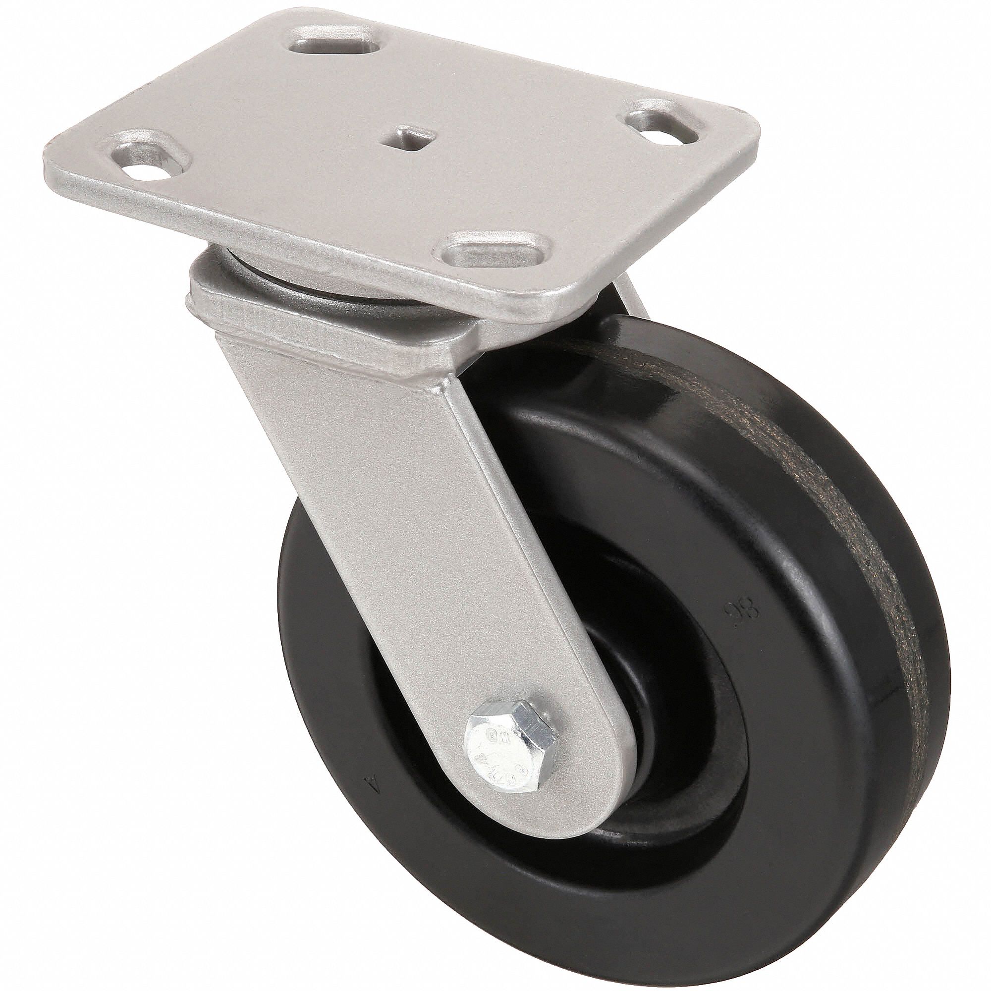 ZORO SELECT 1NWL4 Swivel Plate Caster,Cst Irn,5 in,1000 lb 