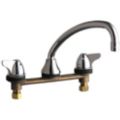 Dual-Dome-Lever-Handle Three-Hole Widespread Deck-Mount Kitchen Sink Faucets