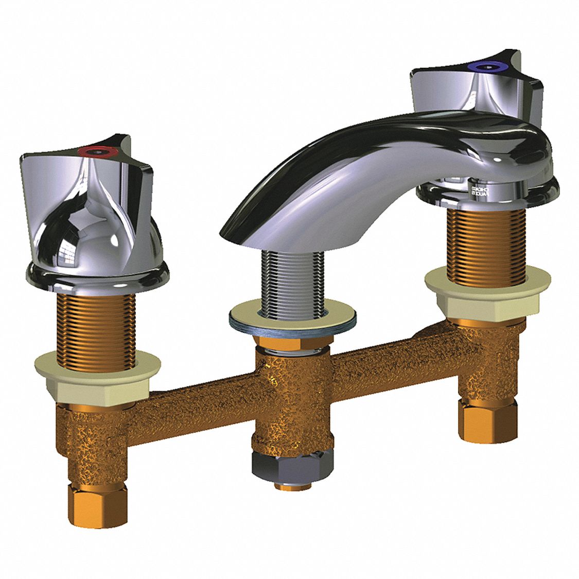 Dual-Three-Wing-Canopy-Handle Three-Hole Widespread Deck-Mount Washroom Faucets