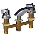 Dual-Three-Wing-Canopy-Handle Three-Hole Widespread Deck-Mount Bathroom Faucets image