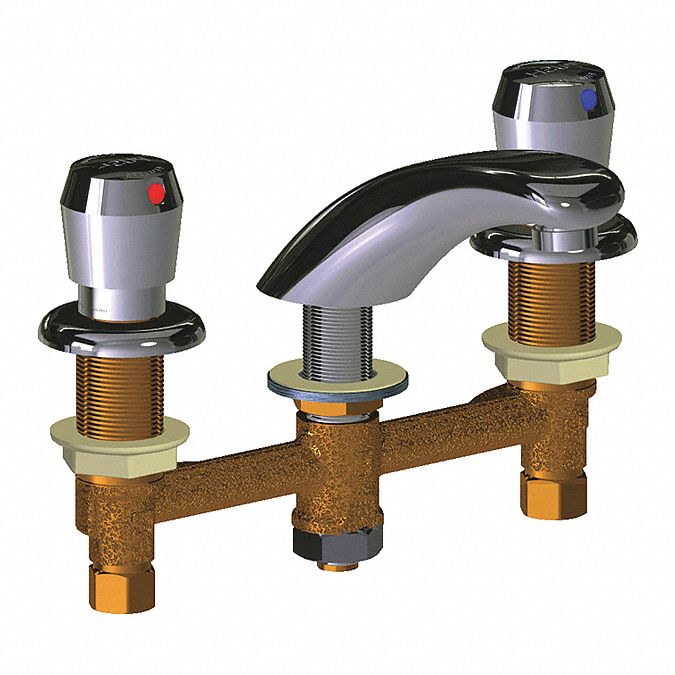 Dual-Metering-Handle Three-Hole Widespread Deck-Mount Washroom Faucets