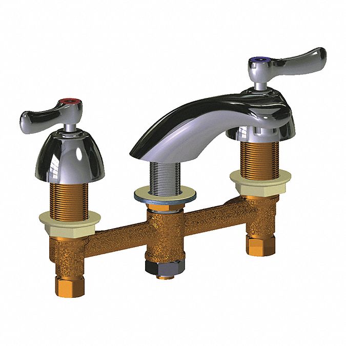 Dual-Lever-Handle Three-Hole Widespread Deck-Mount Washroom Faucets