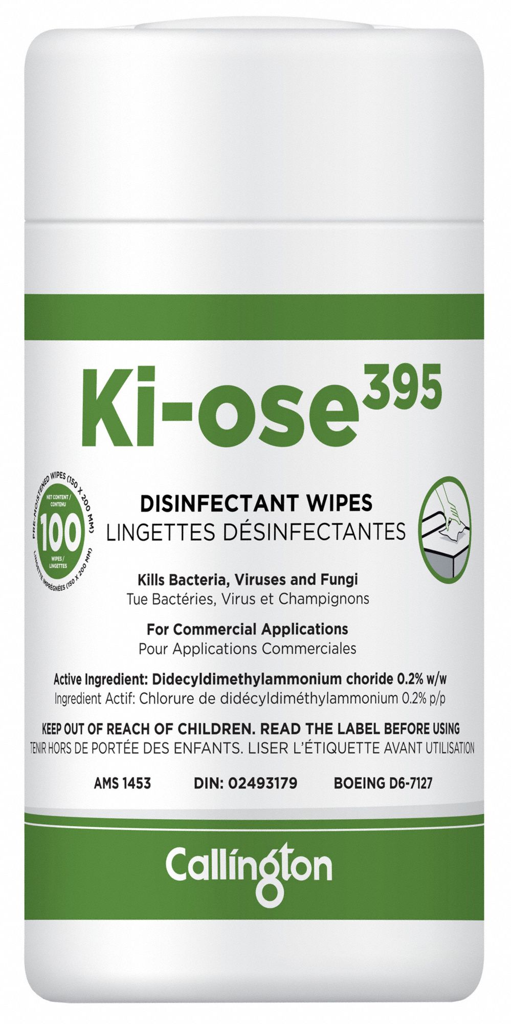 SURFACE DISINFECTANT WIPES, 100/CANISTER