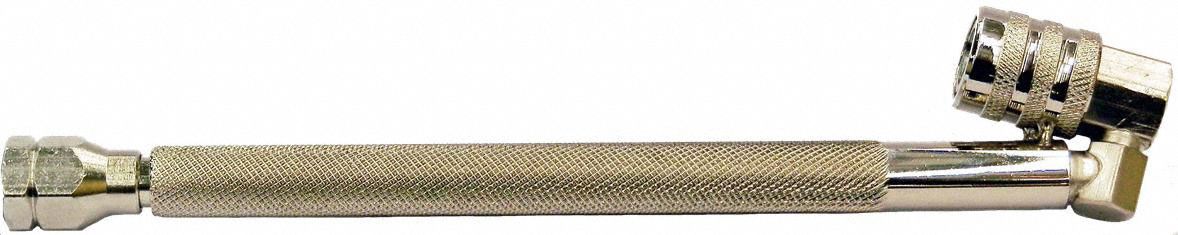 AIR CHUCK, HEAVY-DUTY TIRE CHUCKS, STRAIGHT LONG-REACH LOCK-ON, SINGLE HEAD, NPT, BRASS/STEEL