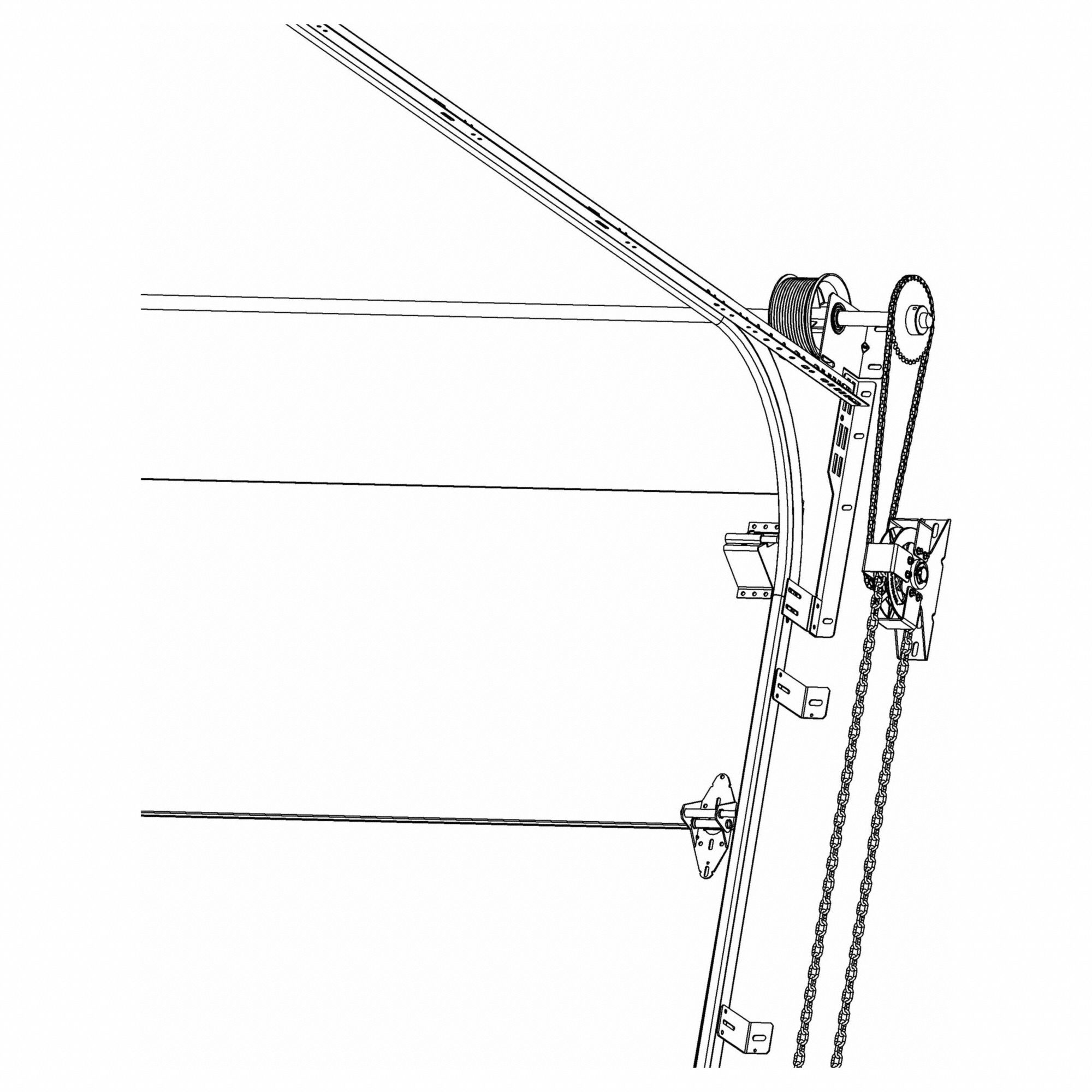 Chain Hoist: Manual, Wall Mount, Non-Handed, 3 to 1, 15 ft Door Ht - Max