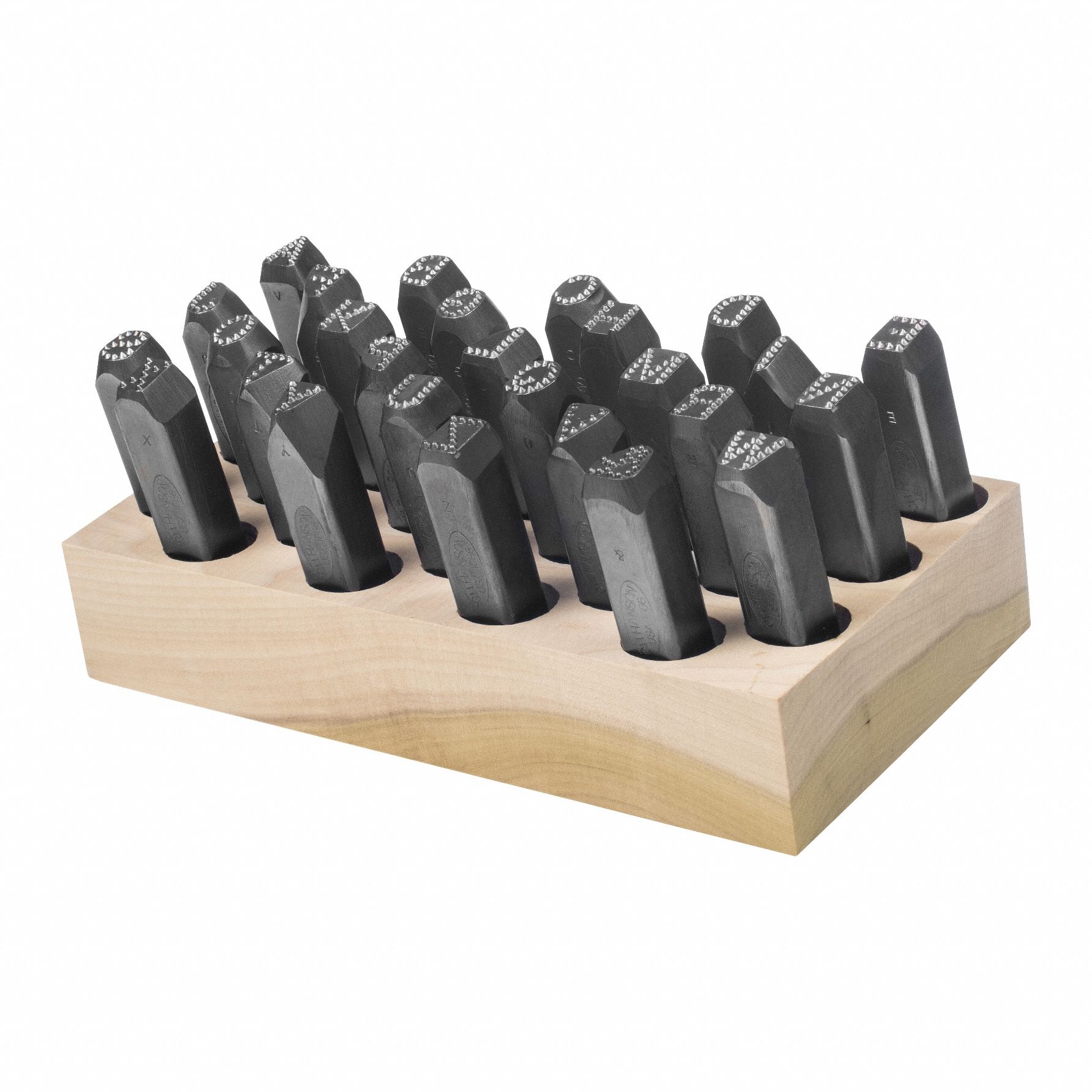 Hand Stamp Kit: Ampersand (&)/A to Z, 1/2 in Character Ht, 4 in Shank Lg, Steel