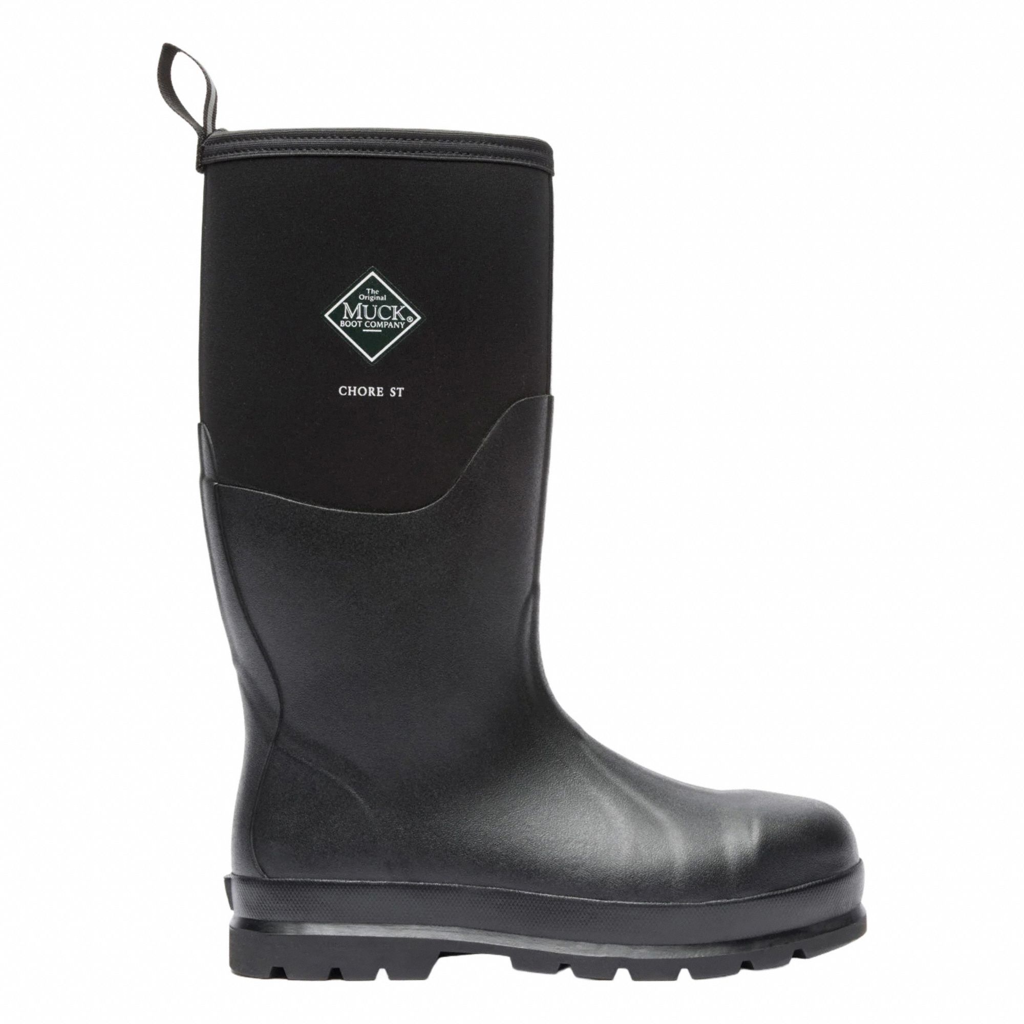 Rubber Boot: Black, Rubber, Rubber, Steel, 12 Size, CHS-000A, 1 PR