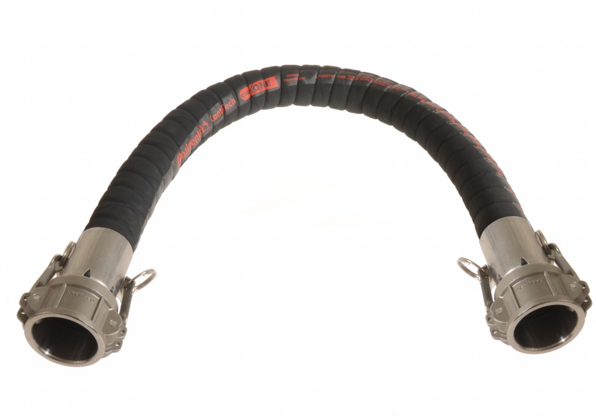 Chemical Transfer Hose Assembly: 1 1/2 in Hose Inside Dia., Black, 50 ft Hose Lg