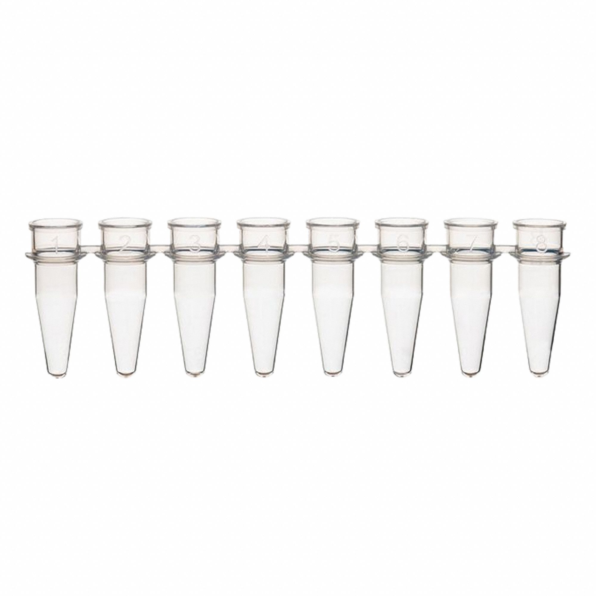 GLOBE SCIENTIFIC Test Tube: Test Tube, Polypropylene, 0.2 mL Capacity - mL, Colorless, Non-Sterile (MPN PCR-02S). Key specifications — Brand: GLOBE SCIENTIFIC; Graduated: No; Closure Color: Natural; Includes Closure: No; Body Color: Colorless; Body Material: Polypropylene.