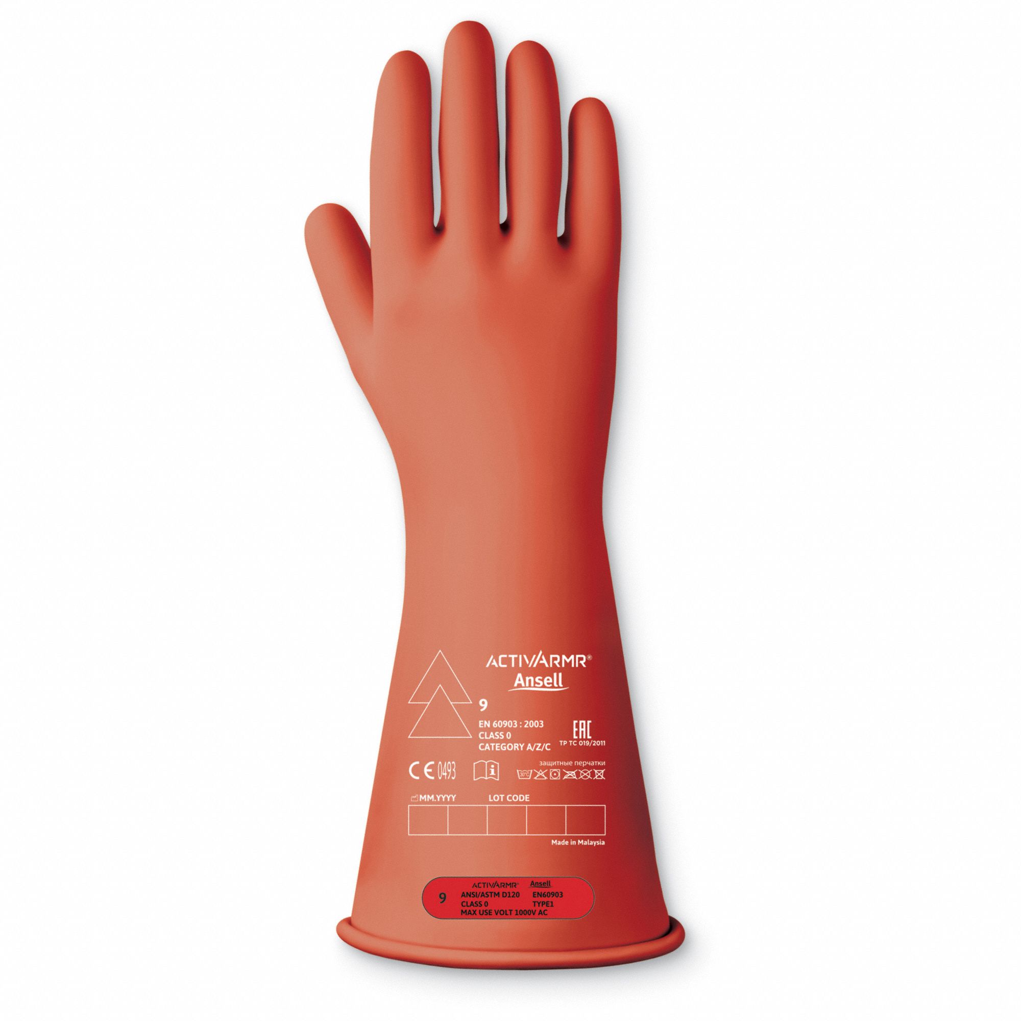 Class 0 Insulated Low Voltage Glove Kit - Red 14 inch 1000V Gloves