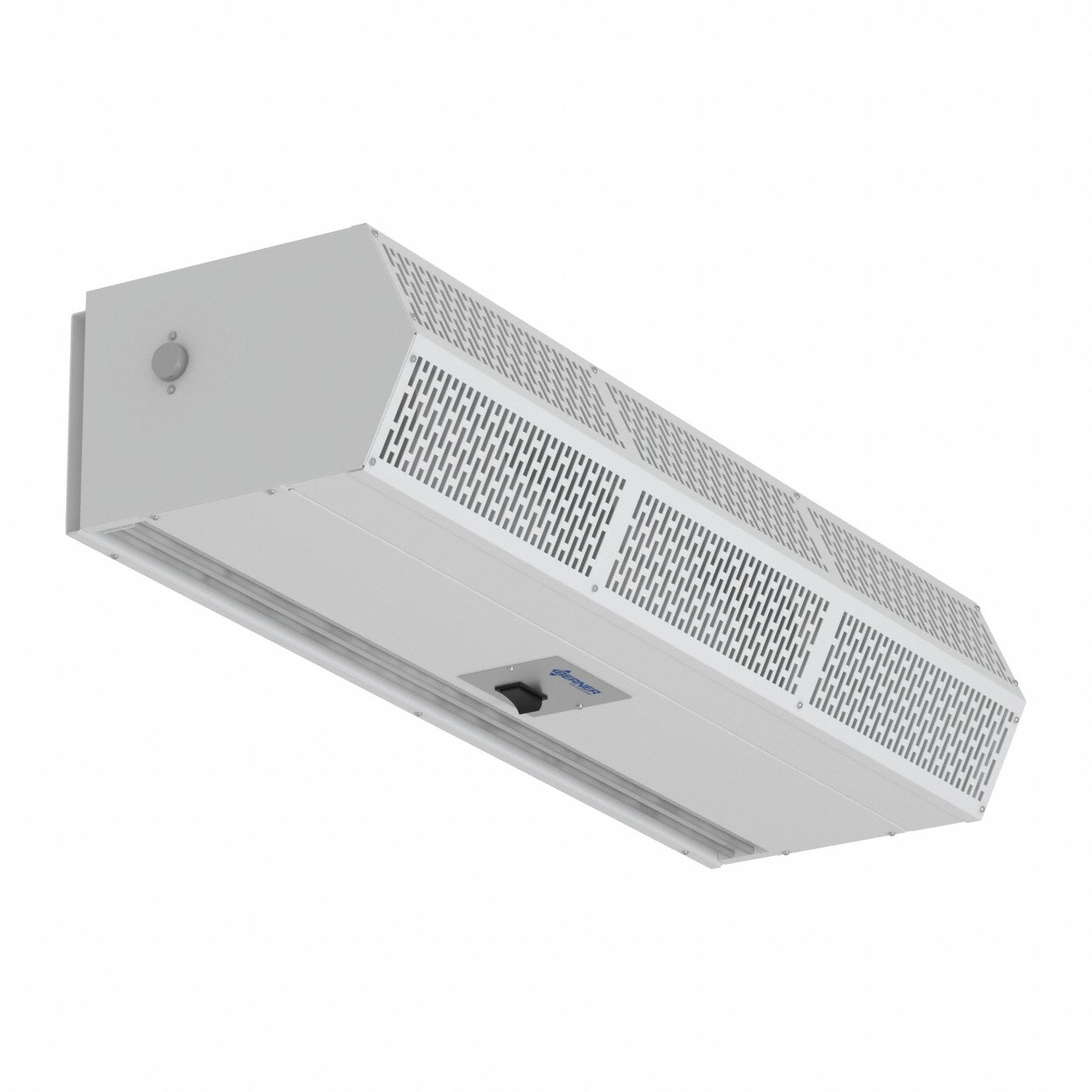 Air Curtain: Low Profile, For 3 1/2 ft Opening, 1, 040 cfm, 115V AC, 1 Ph, White, Steel