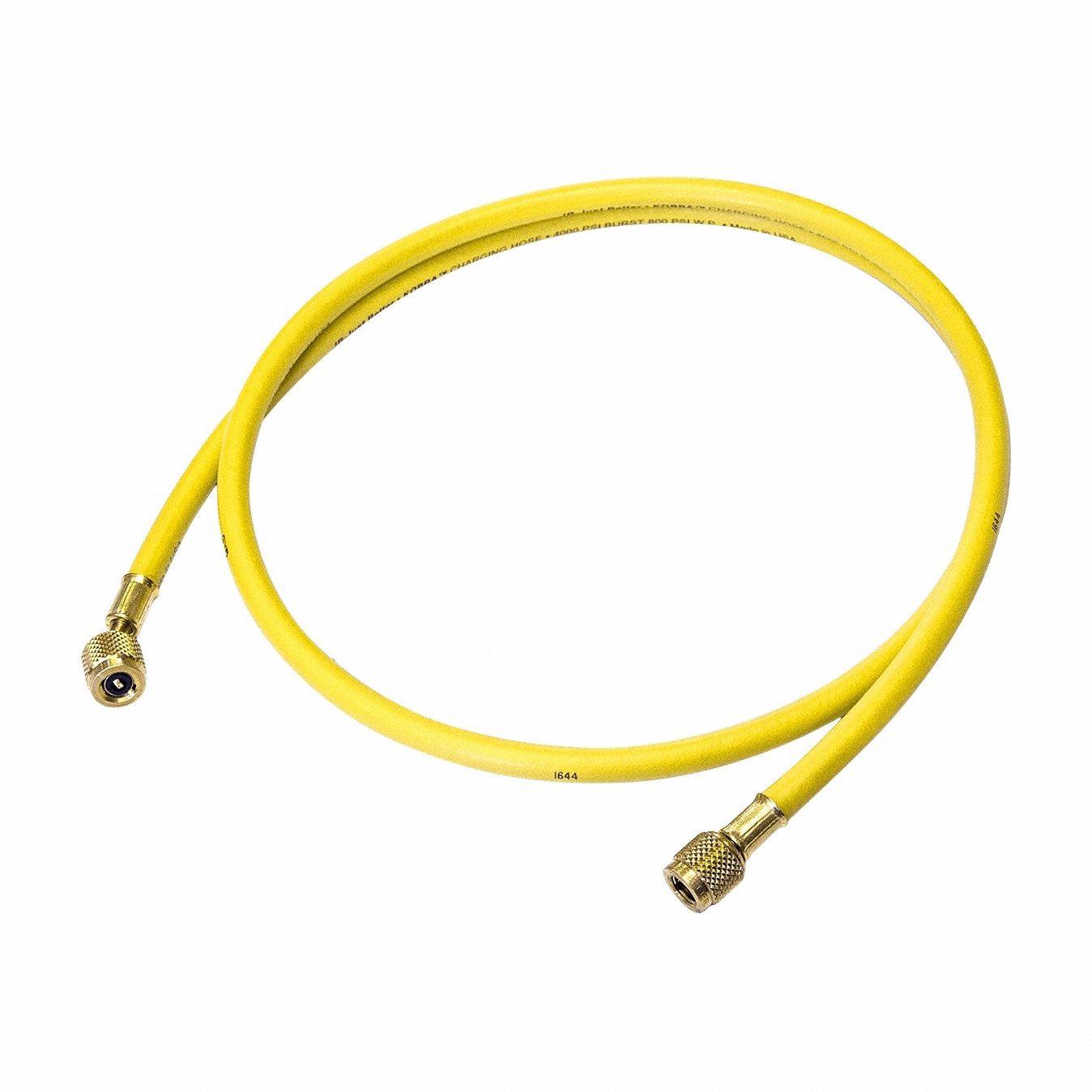 Hose: 5 ft Lg, 45° Angle, Yellow, Rubber/Kevlar®, Single Hose, Anti-Blowback Valve