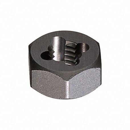Carbon Hex Die: Solid, High Speed Steel, Right Hand, #10-24 Thread Size, 1/4 in Die Thick