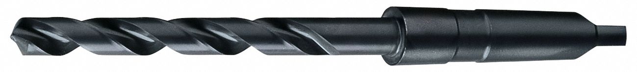 Taper Shank Drill Bit: 1/2", 118° Point, Black Oxide HSS, MT2 Shank