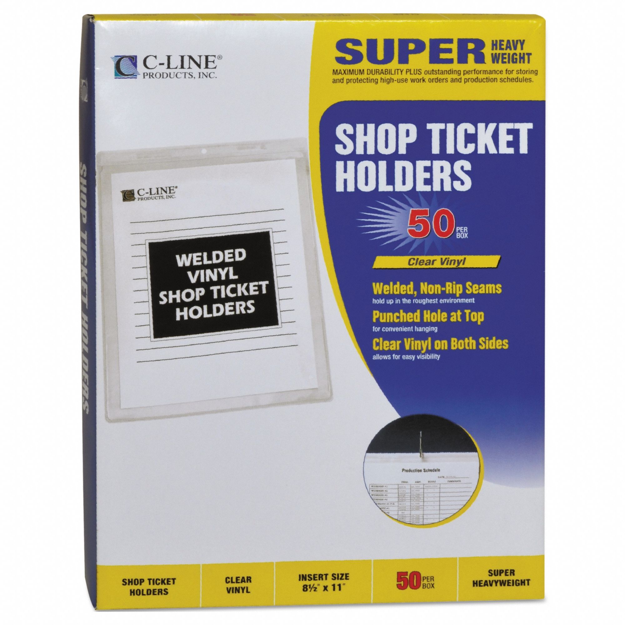 Shop Ticket Holder, Vinyl, Open Top, PK50